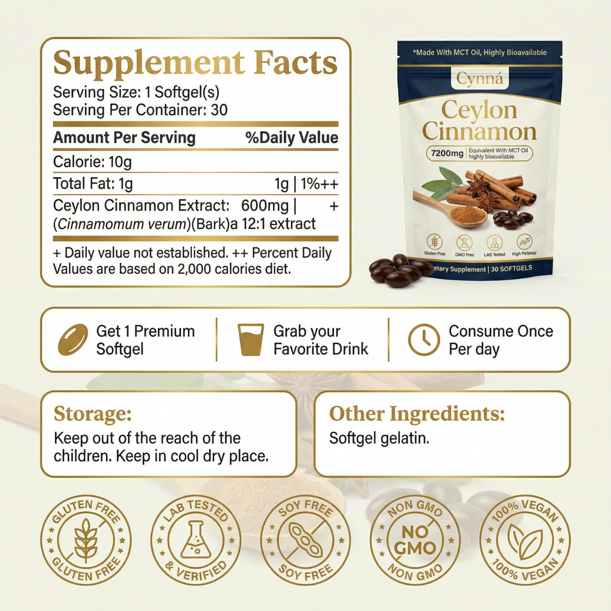 LONEX® Ceylon Cinnamon 7200mg with MCT Oil — VIP Offer
