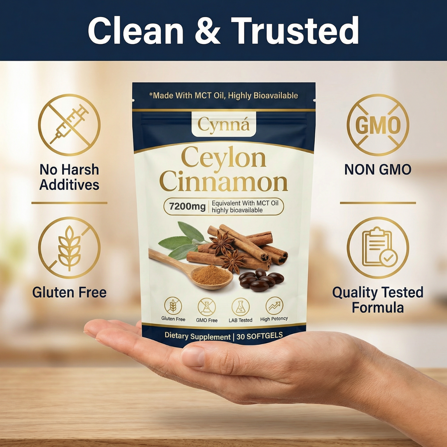 Cannelle de Ceylan 7200 mg équivalent avec huile MCT