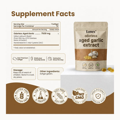 Aged Garlic Extract - 7500mg Odorless Softgels (Exclusive Offer)